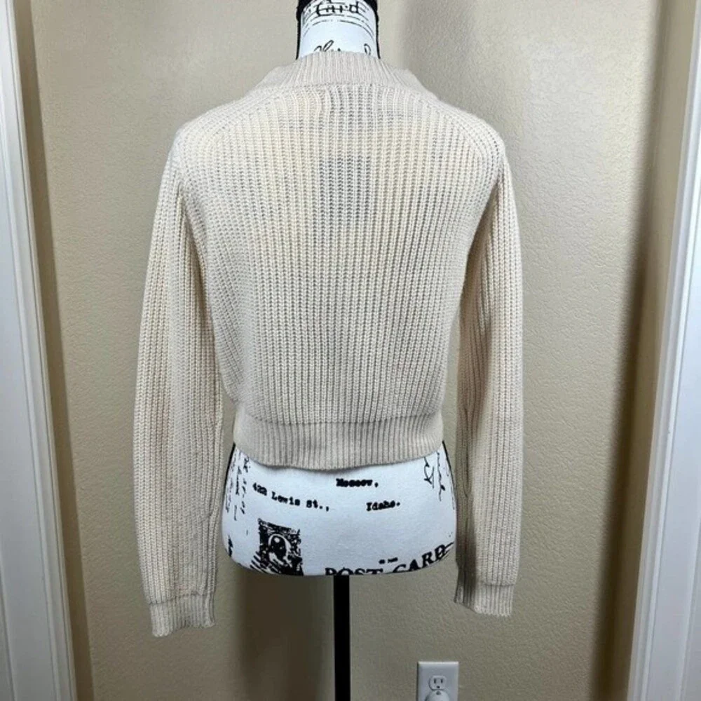 Kendall & Kylie cream sweater women crop knit long sleeve sweater size S - Picture 8 of 12